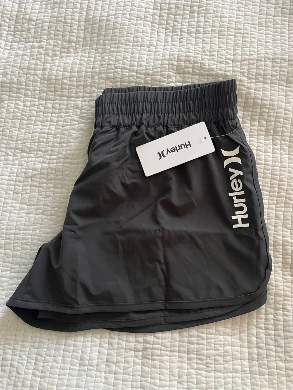 Hurley Women's Black Elastic-Waist Athletic Shorts - Picture 3 of 4